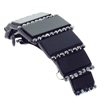 Cara - Polished Tile Barrette - Jet & Hematite (1)