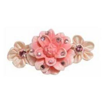 Tarina Tarantino - Fiore - Caramella - Swarovski Crystal, Lucite, and Silk Flowering Rose Barrette - Candyfloss