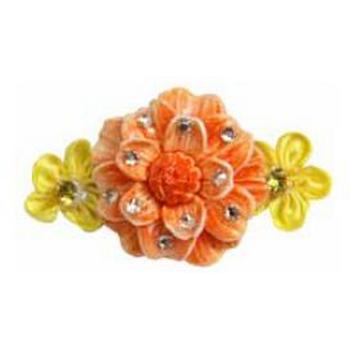 Tarina Tarantino - Fiore - Caramella - Swarovski Crystal, Lucite, and Silk Flowering Rose Barrette - Creamsicle