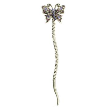 HB HairJewels - Chignon Twisted Pin w/Butterfly Top - Amethyst AB (1)