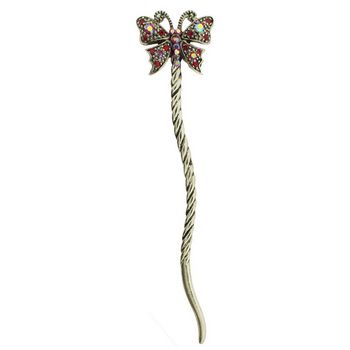 HB HairJewels - Chignon Twisted Pin w/Butterfly Top - Red AB (1)