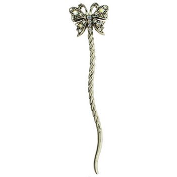 HB HairJewels - Chignon Twisted Pin w/Butterfly Top - White AB (1)