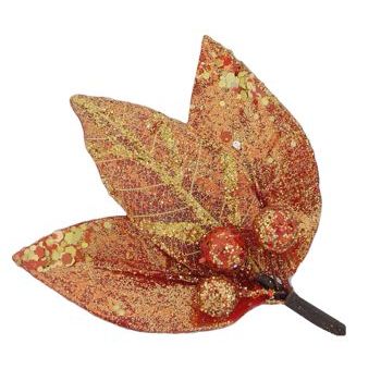 Karen Marie - Le Fleur Collection - Holiday Collection - Shimmering Evening Leaves - Pumpkin ( 1)