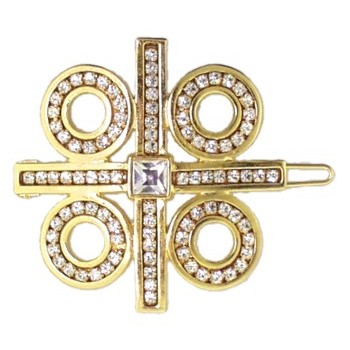 Christopher Roca - Quadrant Hair Barrette - Gold Metal w/White Crystals (1)