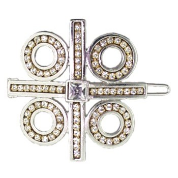 Christopher Roca - Quadrant Hair Barrette - Silver Metal w/White Crystals (1)