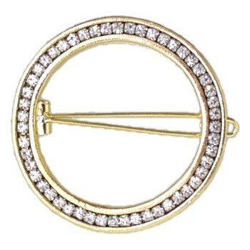 Christopher Roca - Circle Hair Barrette - Gold Metal w/White Crystals (1)