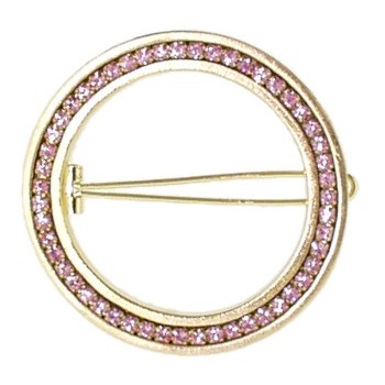 Christopher Roca - Circle Hair Barrette - Gold Metal w/Rose Crystals (1)