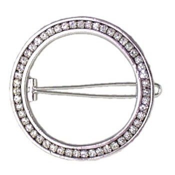 Christopher Roca - Circle Hair Barrette - Silver Metal w/White Crystals (1)