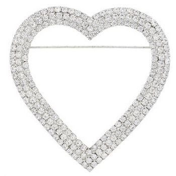 Rachel Abroms - Heart Shaped Brooch - White Diamond Swarovski Crystals (1)