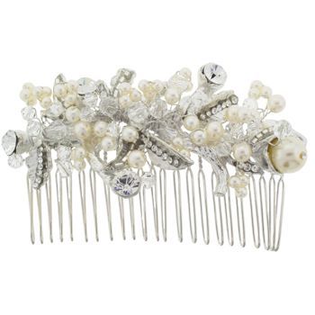 Karen Marie - Bridal Collection - Venetian Glass, Pearl, and Swarovksi Crystal Comb (1)