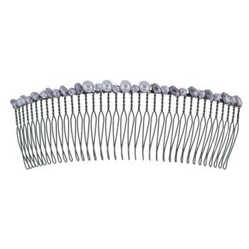 Colette Malouf - Pearl & Crystal Wire Hair Comb - Large - Lilac (1)
