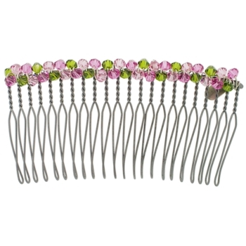 Colette Malouf - Crystal Pomegranite Wire Hair Comb - Medium - Peridot & Rose (1)