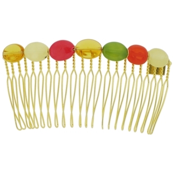Colette Malouf - Fiesta Multi-Colored Glass Bead Wire Hair Comb - Medium - Yellow Shades (1)