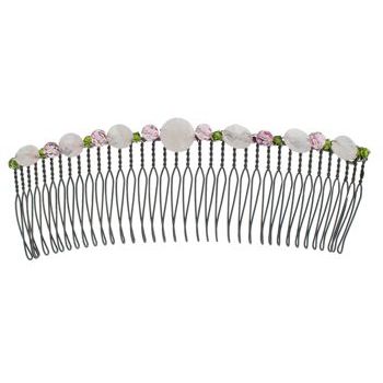 Colette Malouf - Semiprecious Stone Wire Hair Comb - Large - Rose Quartz (1)