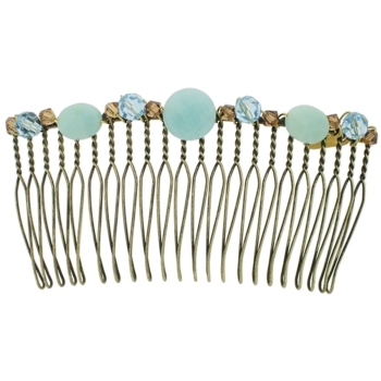 Colette Malouf - Semiprecious Stone Wire Hair Comb - Medium - Amazonite Chinese (1)