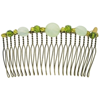 Colette Malouf - Semiprecious Stone Wire Hair Comb - Medium - New Jade (1)