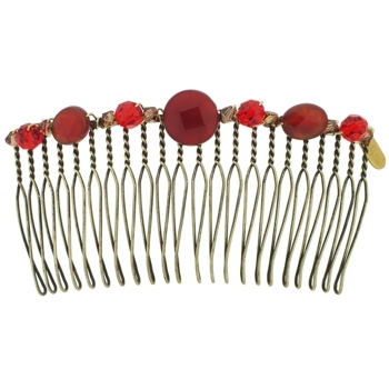 Colette Malouf - Semiprecious Stone Wire Hair Comb - Medium - Carnelian (1)