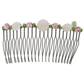 Colette Malouf - Semiprecious Stone Wire Hair Comb - Medium - Rose Quartz (1)