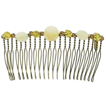 Colette Malouf - Semiprecious Stone Wire Hair Comb - Medium - Yellow Jade (1)