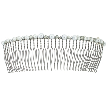 Colette Malouf - Pearl & Crystal Wire Hair Comb - Large - Slate (1)