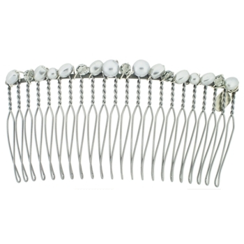 Colette Malouf - Pearl & Crystal Wire Hair Comb - Medium - Slate (1)