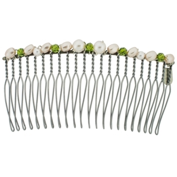 Colette Malouf - Pearl & Crystal Wire Hair Comb - Medium - Rose (1)