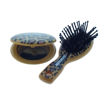 Conair Accessories - Purse Gift Set - Brush & Compact Mirror - Cheetah