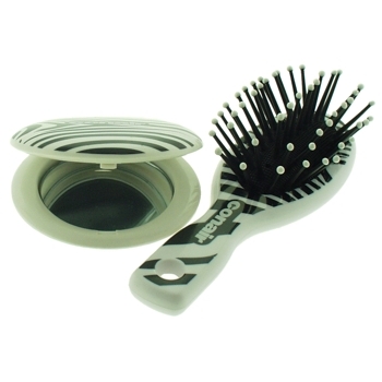Conair Accessories - Purse Gift Set - Brush & Compact Mirror - Zebra