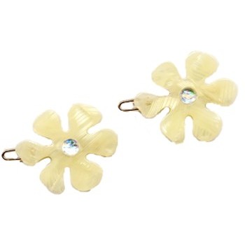 Karina - Cream White Floral Barrettes - (Set of 2) - All Sales Final