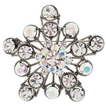 Karen Marie - Bridal Collection - Vintage Crystal Snowflake Brooch - White Diamond (1)