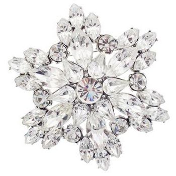 Karen Marie - Bridal Collection - Vintage Crystal Flower Brooch - White (1)