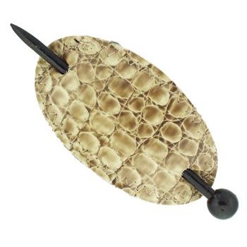 HB HairJewels - Faux Snake Leather Pin Thru - Beige