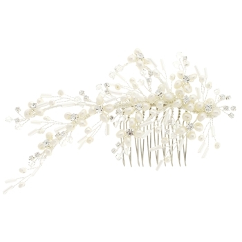 Karen Marie - Bridal Collection - Pearl & Crystal Ocean Spray Comb (1)