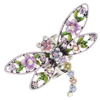 Karen Marie - Whimsical Garden - Crystal & Flower Dragonfly Claw - Amethyst (1)