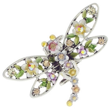 Karen Marie - Whimsical Garden - Crystal & Flower Dragonfly Claw - Amber (1)