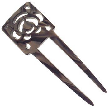 Camila - Square Cut-Out Hair Pin - Chocolate Swirl