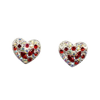 HB HairJewels - Crystal Heart Magnets for Hair or Earrings - Red (2)