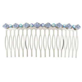 Karen Marie - Diamond Crystal Comb - Silver/Blue (1)