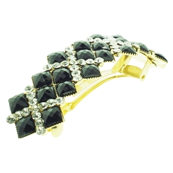 Medusa's Heirlooms - Diamond Art Deco Barrette - Gold & Black (1)
