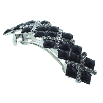 Medusa's Heirlooms - Diamond Art Deco Barrette - Silver & Black (1)