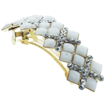 Medusa's Heirlooms - Diamond Art Deco Barrette - Gold & White (1)