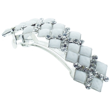 Medusa's Heirlooms - Diamond Art Deco Barrette - Silver & White (1)