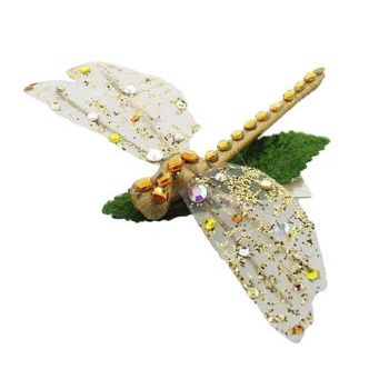 Michelle Roy - Dragonfly - Gold w/Amber & Swarovski Crsytals (1)