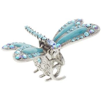 Karen Marie - Small Dragonfly Jaw - Enamel & Crystal Encrusted - Aqua Blue Hues (1)