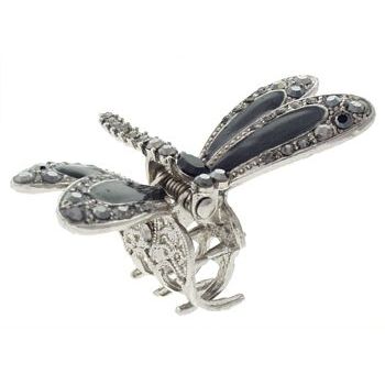 Karen Marie - Small Dragonfly Jaw - Enamel & Crystal Encrusted - Cobalt Black Hues (1)