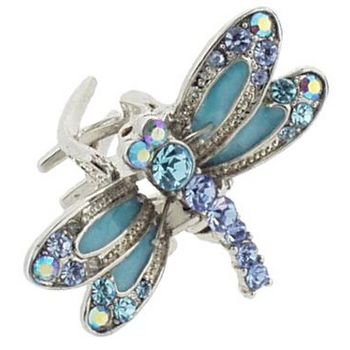 Karen Marie - Mini Enamel & Crystal Dragonfly - Blue (1)