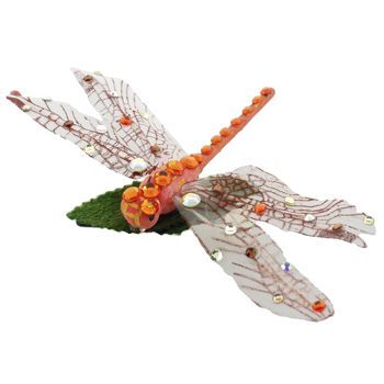 Michelle Roy - Dragonfly - Pumpkin w/Pumpkin & White AB Swarovski Crsytals (1)