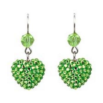 Tarina Tarantino - Iconic Collection - Swarovski Crystal Pave Heart Drop Earrings - Indian Lime