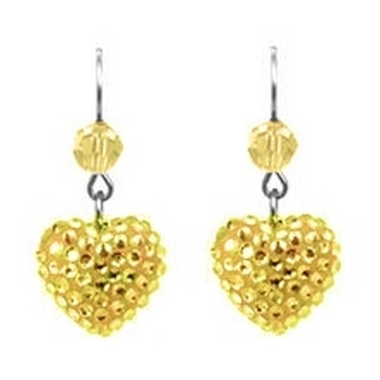 Tarina Tarantino - Iconic Collection - Swarovski Crystal Pave Heart Drop Earrings - Lemon Lollipop