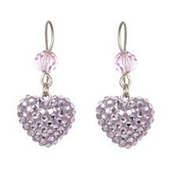 Tarina Tarantino - Iconic Collection - Swarovski Crystal Pave Heart Drop Earrings - Lilac Crush